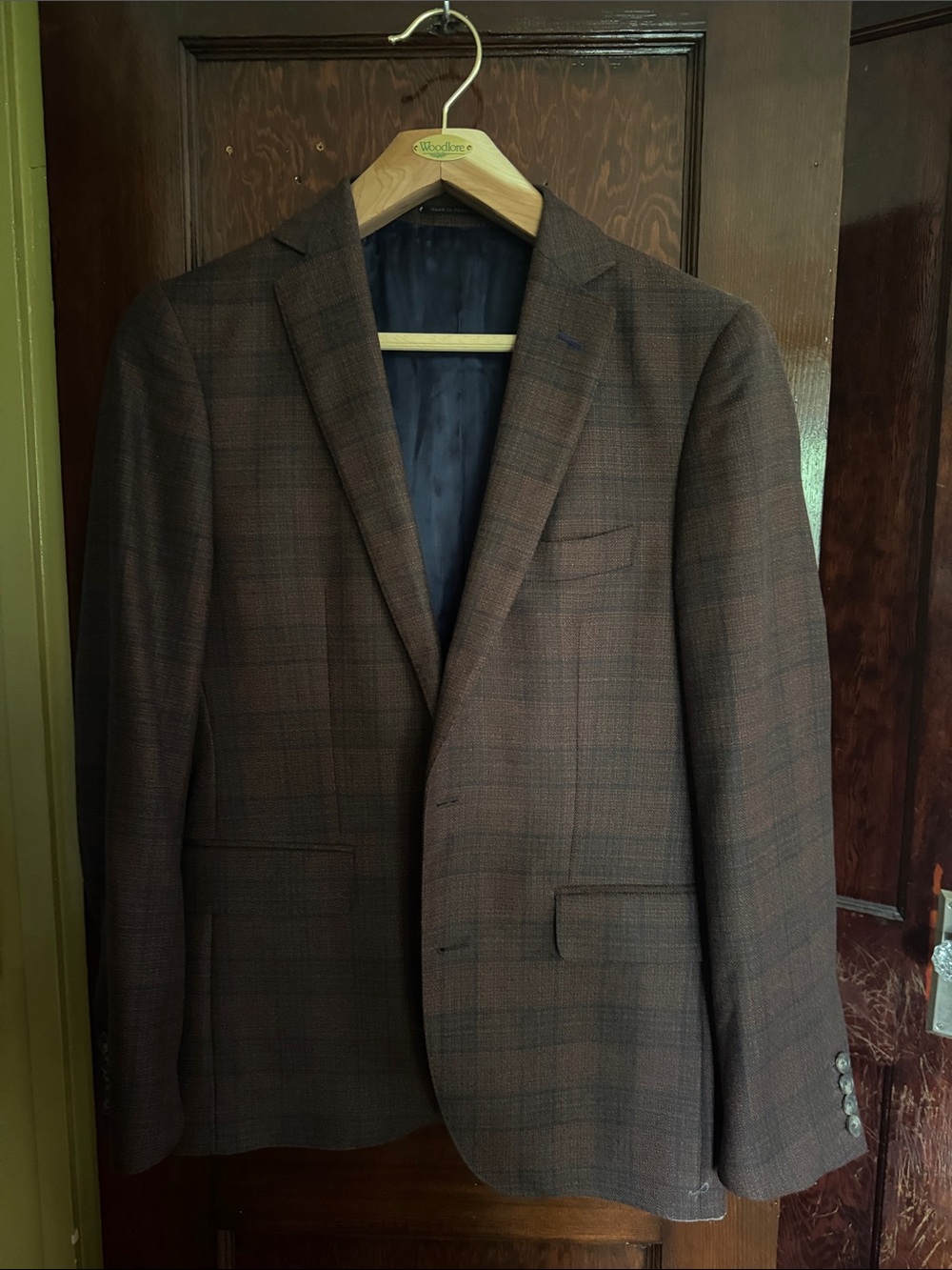 Men's Brown Plaid Sport Coat - Tailored Windowpane Blazer